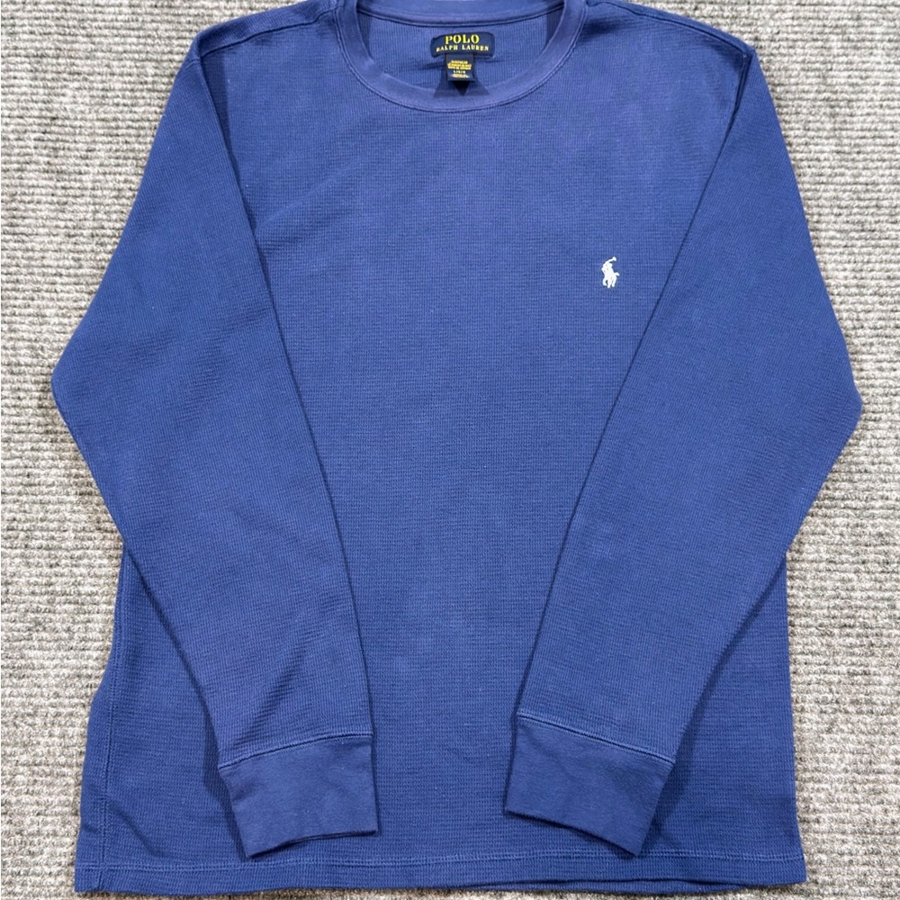 Ralph Lauren - Men, Lg, Blue Waffle Knit Thermal LS, Sleepwear Shirt (A1/026)